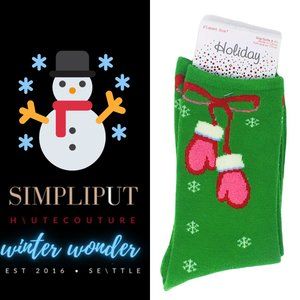 Planet Sox Winter Mitten Snowflake Socks Lime Pink Size 9-11